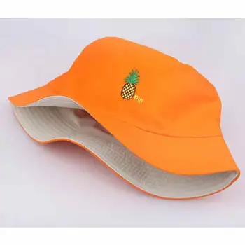 Roztomilý Kórea Štýl Žien Tropické Ovocie Vedierko Hat Výšivky Ananás Rybársky Klobúk Oranžová, Čierna, Ružová