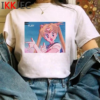 Sailor Moon Kawaii Legrační Karikatúra T Shirt Ženy Ullzang Harajuku Roztomilé Anime T-shirt kórejský Štýl Tričko Grafický Hornej Tees Žena