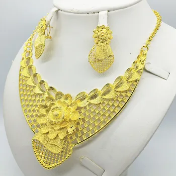 Rozmanitý výber štýlové svadobné Dubaj Afriky kolekciu Šperkov zlato náušnice, náhrdelník romantický žena, nevesta šperky