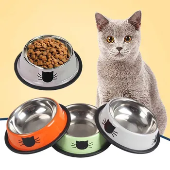 Mačka feeder potravín nehrdzavejúcej stee dávkovač misku s podstavcom Zabrániť rozbitiu Môžete ukladať veci, Ľahko sa čistí Vhodné pet jesť, piť
