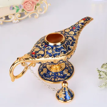 22 cm Elegantné Vintage Kovové Vyrezávané Aladdin Lampa Svetla, ktorí Chcú Čaj Olej Hrniec Dekorácie Údaje Uloženie Zbierky Umenia Plavidlá Darček