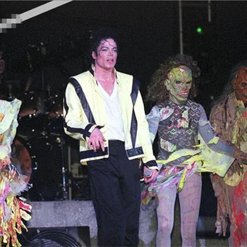 Zriedkavé MJ Michael Jackson Thriller Svetlo Zelená Otvoriť PU Kožené Bundy Na Koncert Perfromance XXS-4XL
