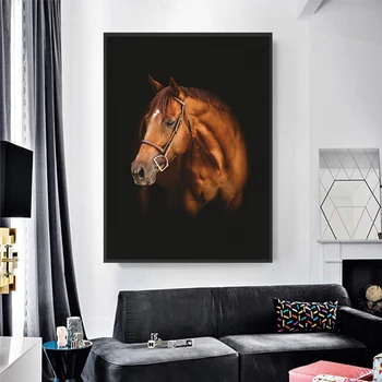 Čierne Klasické Plátno Umenie Kôň Zvierat Múr Umenia Plagátu Obrázky Pre Obývacia Izba Domova Estetické Izba Dekor Č Rám