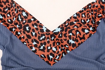Ženy Bežné Dlhý Rukáv Sveter Leopard Patchwork Vytlačené Farby Blok Knitwear Sveter 2020 Jeseň Zima Sveter Pletené Jumper
