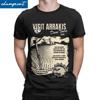 Navštívte Arrakis T Shirt Mužov Bavlna Móda pre Mužov T-Shirts Duna Herbert, Frank Sandworm sci-fi Tees Darček Oblečenie
