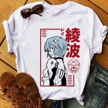 Kawaii Ayanami Rei Zábavné Anime T shirt mužov biela bežné krátke rukáv tričko homme manga eva unisex Harajuku streetwear teeshirt
