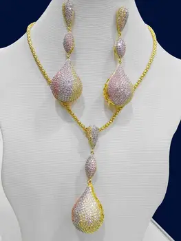 GODKI Luxusné Disko Gule Kubický Zirkón Nigérijský Náhrdelníky Náušnice Šperky Sady Pre Ženy, Svadobné Indickej Dubaj Svadobné Šperky Sady