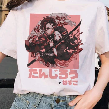 Anime Vzor Japonský Démon Vrah Nadrozmerné T-shirt Harajuku Tričko O-krku 90. rokov Cartoon Kawaii Žena T-shirt Žena Oblečenie
