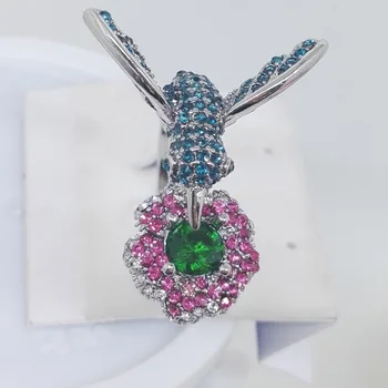 Módne dámske Strieborné Pozlátené Crystal Kamienkami Vták Kvet Svadobný Prsteň Zásnubný Šperky Darček #267974
