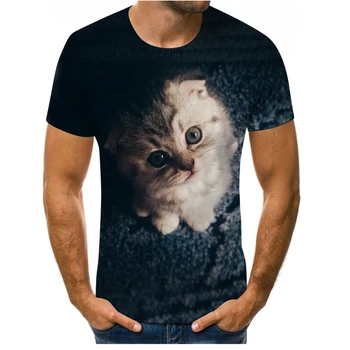 Nové cool t-shirt mužské/ženské 3d tlač dve mačky krátkym rukávom letné topy t tričko pánske