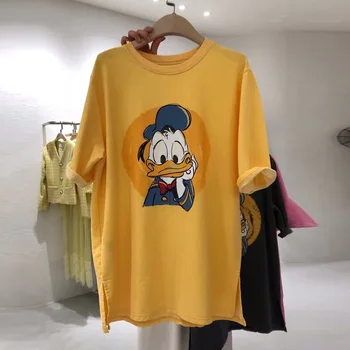 Disney Donald Duck T-shirts Ženy Letné Topy, Tričká Krátky Rukáv O-krku Harajuku Bežné T-shirts Grafické Ženské Oblečenie T-shirts