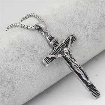 Modyle Kríž Náhrdelník INRI Kríž Ježiša Kus Prívesok z Nehrdzavejúcej Ocele Mužov Reťazca Katolíckej Šperky, Vianočné Darčeky