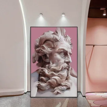 Busta Neptún Ružová Socha Plagáty A Vytlačí Plátno, Maľovanie Na Nordic Wall Art Izba Dekoratívny Obraz, Na Chodbe Cuadros