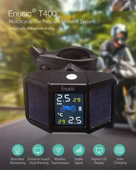 USB Solárna Nepremokavé TPMS Motocykel Reálnom Čase Tlaku v Pneumatikách Alarm Systém Monitoringu Bezdrôtový LCD Displej 2 ks Externý Snímač