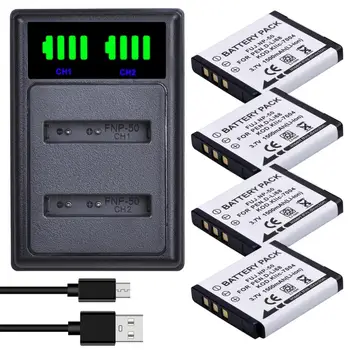 Batmax 1500mAh NP-50 NP50 Batérie+LED Duálny Nabíjačka s Typ C Port pre FUJIFILM pre Pentax D-Li68 pre KODAK KLIC-7004 K7004