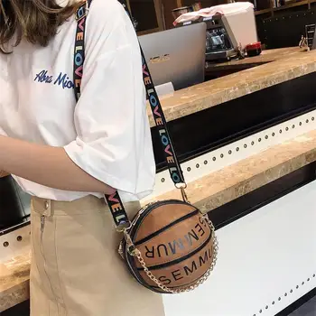 Móda basketbal ženy, tašky cez rameno, dizajnér kolo reťaze dámske kabelky luxusné pu kožené crossbody taška list ženské kabelky