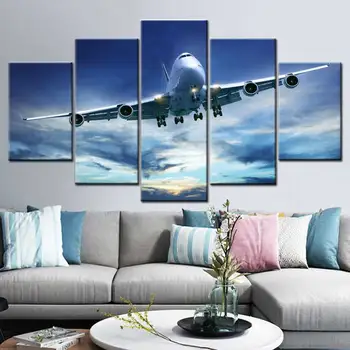 Plátno Na Stenu Umenie Modulárny Obrázok Tlač Jasnej Modrej Oblohe Letu Plagát 5 Panel Osobné Stroj Obrázok Obývacia Izba Výzdoba Domov