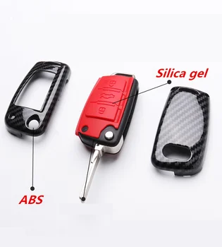ABS Uhlíkových vlákien Silikónové Kľúča Vozidla Kryt Chránič Prípade Pre Audi A3 A4 A5 C5 C6 8 L 8P B6 B7 B8 C6 RS3 Q3 Q7, TT 8 L 8V S3 keychain