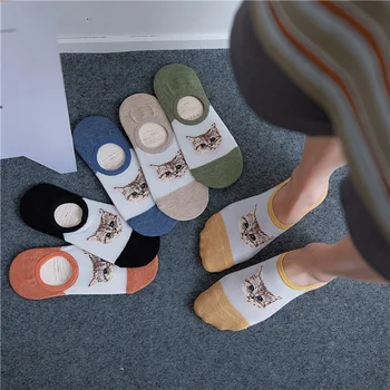 6 Párov Pack Mačka Ponožky Ženy Set Summer Cool Ultra-tenká Bavlna Zábavné Ponožka Kawaii Roztomilý Oka žena Ponožky Femal Dievča Priedušná