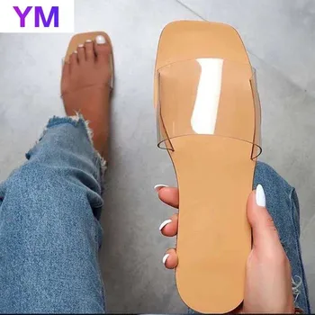 2020 Nové Módne Ženy Papuče Letné Byt Sandále Gumové Topánky Pohodlné Kožené Listov Plus Veľkosť Femme Listov