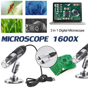 Mega Pixelov 1600X 8 LED Digitálny Mikroskop Typ-C/Micro Pre Android telefónu USB Pre PC zväčšovacie sklo Elektronické Stereo USB Endoskop C