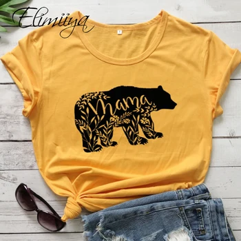 Elimiiya dámske Tričko Ženy Nadrozmerné Medveď Tlačiť T-Shirt Lete Krátky Rukáv Dámske Žena Topy Streetwear Tees Hippie Duše