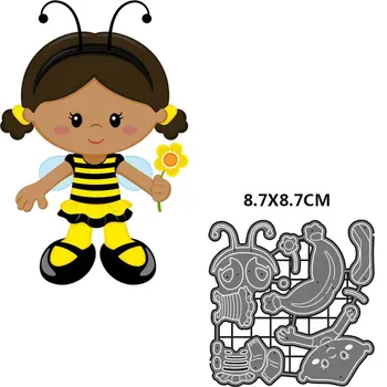 Bee bábika dievča rezanie kovov zomrie pre scrapbooking pečiatky a zomrie, aby dieťa narodeniny karty album fotografií diy craft papier karty zomrieť