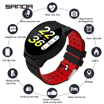 SANDA smart Pánske hodinky ženy monitorovanie srdcovej frekvencie zdravie športové digitálne hodinky, budík Bluetooth náramok relogio masculino