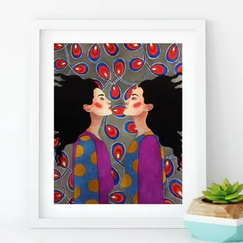Prispôsobiteľné Abstraktné Farebné Módne Dievča Umenie Kučeravé Vlasy Nástenné Maľby Obývacia Izba Frameless Retro Plátno, Tlač Plagátu