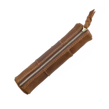 Pravá Koža Na Zips, Pero, Ceruzka Taška Ručné Vintage Retro Štýl Tvorivé Trinodal Model Školy Stacionárne Produkt