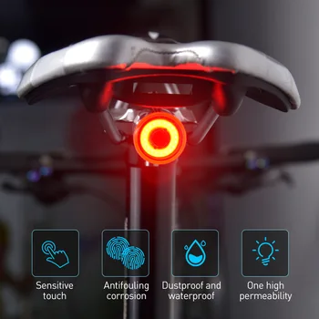 Smart Touch Snímanie Bicykel zadné svetlo IPx6 Nepremokavé Auto Štart/Stop Brzdy Snímanie Svietidlo Na Bicykel, USB LED Zadné Svetlo