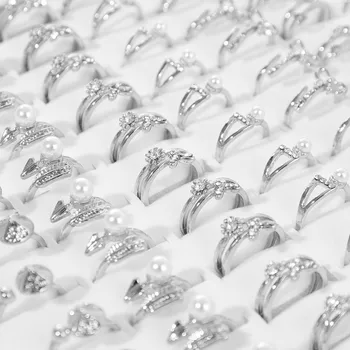 10Pcs Nové Zlaté Strieborná Farba Kovových Zliatin Prstene pre Ženy aj Mužov Najrôznejších Dizajn, Trendy Crystal Zapojenie Snubné Prstene, Šperky