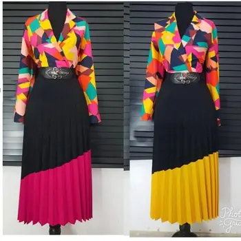 H&D dámy afriky šaty župan femme africain afrike lady oblečenie žena oblečenie šaty vytlačené africkej ženy oblečenie s dlhým rukávom