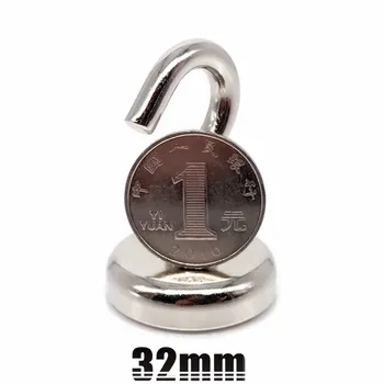 1pc Mini Priemerom 32 mm Neodýmu Magnet Super Silné Kruhové Háčik Držiak Vešiak Prepojené na Domácej Kuchyni D32
