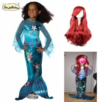 DAYLEBABY Dievča, Malá Morská víla Šaty morskej panny Ariel s Pearl Parochňu Deti Halloween Linda Cosplay Kostýmy pre Deti Karneval