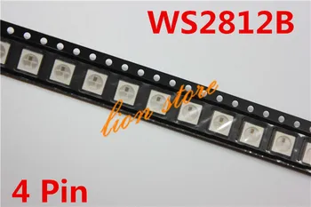 10/50/100/500/1000 KS WS2812B (4pins) 5050 SMD W/ WS2811 Individuálne Adresovateľné Digital RGB LED Čip DOPRAVA ZADARMO