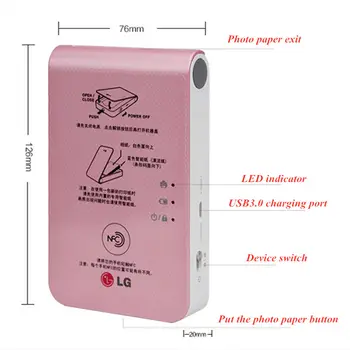 313dpi Farebná Tlačiareň Prenosné Foto Vrecku Tlačiareň Mini Prenosné DIY Foto Tlačiarne pre Smartphony s Bluetooth Tlač