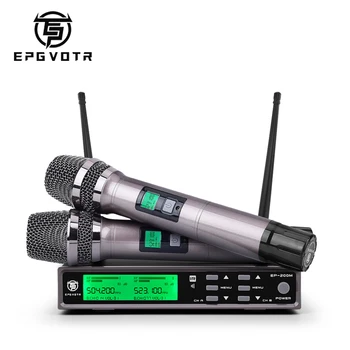 EPGVOTR UHF Bezdrôtový Mikrofón Profesionálne karaoke Ručný mikrofón Kovové Frekvencie Nastaviteľný 100M prijímať Fáze Strany spev