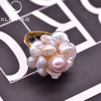 XlentAg Prírodná Biela Vysokej Kvality Barokový Pearl Flower Krúžky Ružových Perál Pre Ženy Zapojenie Boho Darčeky Luxusné Šperky GR0237