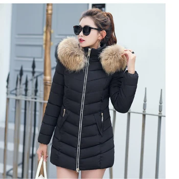 Zimné nové 2018 kórejská verzia Teplé Plus Bavlna Hrubé Dlhá Bunda s Kapucňou Kabát Ženské Veľké veľkosť dole bavlna Outwear