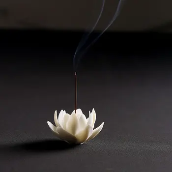 1PC White Lotus Flower Keramické Kadidlo Stick Držiteľ Kadidlo Horák Čajový Obrad Ozdoby DIY Domáce Dekorácie