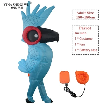 Dospelých Nafukovacie Roztomilé Modré Papagáj Vták Nafukovacie Cosplay Kostým Party Animal Maskot Zábavné Halloween Fáze Výkonu Kostýmy