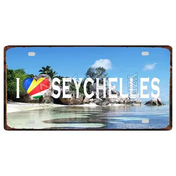 【YZFQ] vyzýva 30X15CM Seychely Mesto krajiny Cestovanie so suvenírmi Dekoratívne Známky Wall Art Reštaurácia, Obchod Domáce Retro Dekor DC-1096A