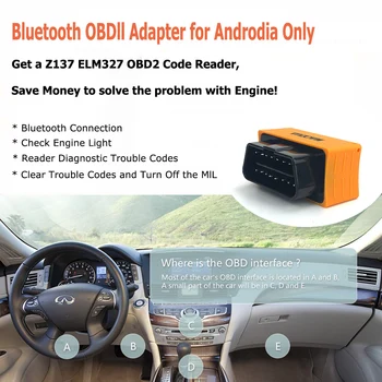 Maozua Z137 Bluetooth Elm327 OBD2 Auto Diagnostických nástrojov Super Mini ELM327 Bluetooth V1.5 OBD 2 Skener Code Reader PK AD10 Icar2
