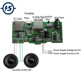MP3 Dekodér Board Bezdrôtové Bluetooth Audio Prijímač, Modul 2x3W U-Disk AUX FM TF Kartu, MP3 Prehrávač