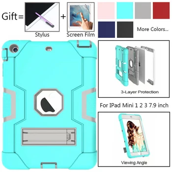 Shockproof puzdro pre Apple iPad Mini 2 3 1 Retina Deti Bezpečné Luxusné Silikónové Pevného PC Stojan Brnenie puzdro pre iPad Mini 2 3