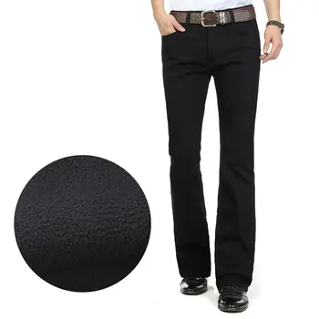 Džínsy mužov 2020 Jeseň a v Zime Mužov Mid-vysoký pás Micro-čipky nohavice pure Black plus velvet hrubé nohavice-Jeans Pre Mužov
