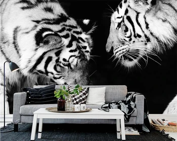 Beibehang Vlastnú tapetu čierny a biely Tiger, TV joj, steny zvierat moderný minimalistický obývacia izba, spálňa 3d tapety
