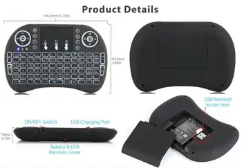 GTMEDIA i8+ Podsvietený Mini Bezdrôtová Klávesnica 2,4 ghz, španielčina angličtina Vzduchu Myši Touchpad Ručné Diaľkové Ovládanie Pre Android TV