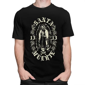 Gotický Santa Muerte 13 T Košele Mužov Bavlna Márie Svätej Smrti T-shirt Mexickej Lebky Tričko Krátky Rukáv Streetwear Hip Hop Tričko